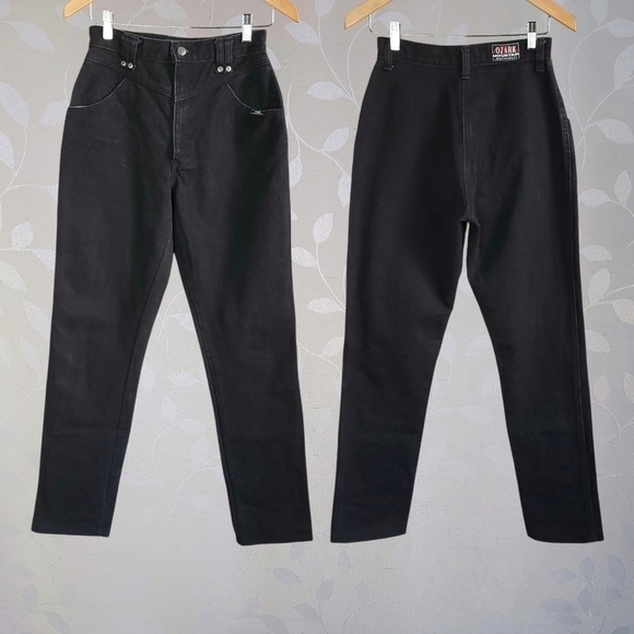 Vintage 90s High Rise Denim Mom Jeans 100% Cotton Washed Black Ozark 26 - Picture 8 of 15